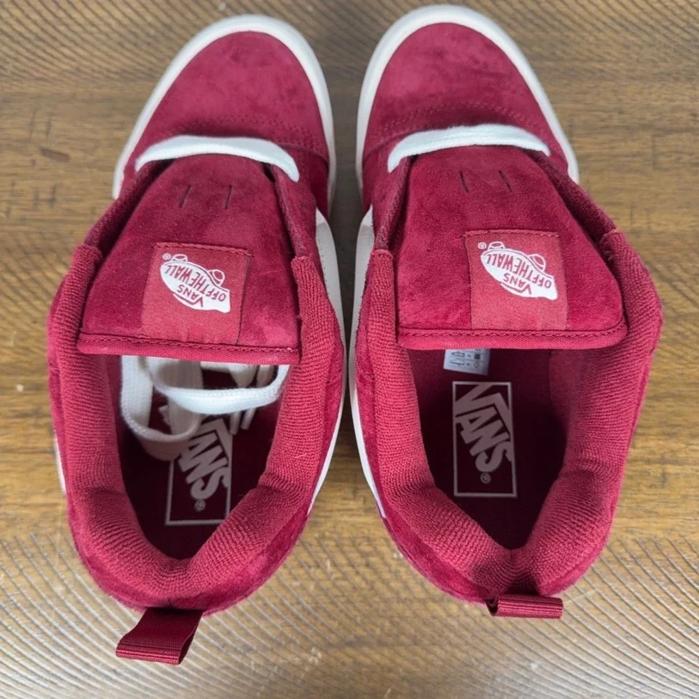 Vans Shoes Womens 7 Bordeaux‎ Red Knu Skool Suede Casual Skate Sneakers NEW